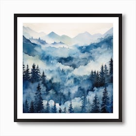 Watercolor Of Mountains 2 Art Print