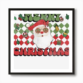 Groovy Christmas Merry Stay Bright Hippie Santa Art Print