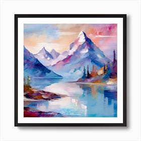 Firefly An Illustration Of A Beautiful Majestic Cinematic Tranquil Mountain Landscape In Neutral Col 2023 11 23t001803 Art Print