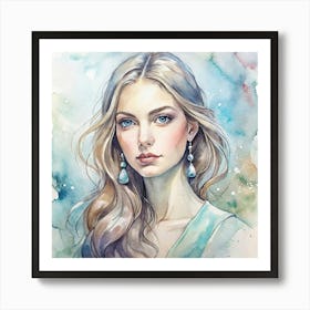 Watercolor Of A Girl 10 Art Print