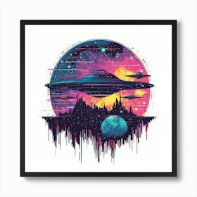 Alien Spaceship.Generated AI. Wall Art Print Poster