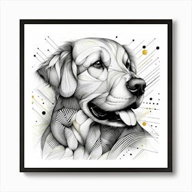 Labrador Dog Head - Abstract Line Art Illustration 91 Art Print