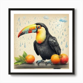 Toucan In Rain Art Print