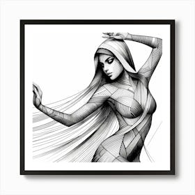 Belly Dance - Abstract Line Art Illustration 295 Art Print