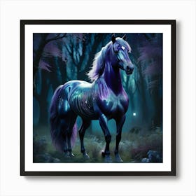 Purple Horse In The Forest 1 Poster