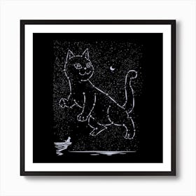 Cat Constellation Square Art Print