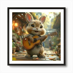 Bunny With Guitar Art Print