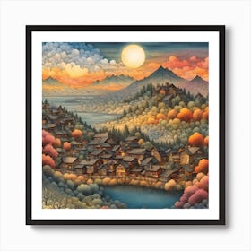 Village Landscape 1 Art Print