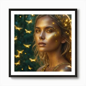 Liquid golden firefly fairy Art Print