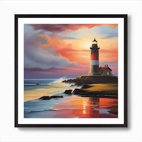 Sunset Lighthouse 1 Art Print