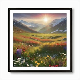 Wildflowers In The Mountains 1 Art Print