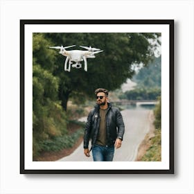 Man Flying A Drone Art Print