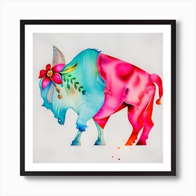 Floral Buffalo Art Print