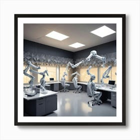 Robots In The Office 3 Art Print