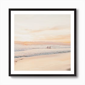 Pink Beach Sunset Square Art Print