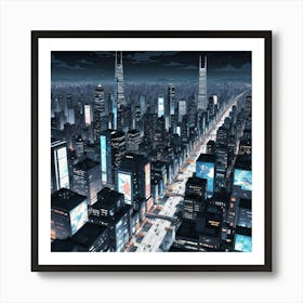 Cityscape At Night 10 Art Print