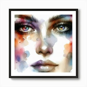 Watercolor Of A Woman'S Face 25 Art Print