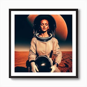 Woman In Spacesuit Art Print