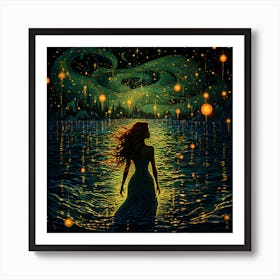 Dreaming Girl In The Water Art Print