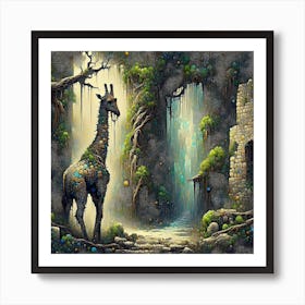 Giraffe In The Forest 1 Art Print