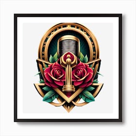 Roses And Microphone 2 Art Print