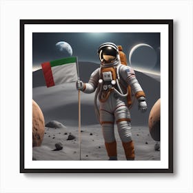 Astronaut On The Moon Art Print