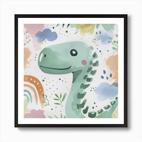 Cute Acrocanthosaurus Dinosaur Watercolour Style 3 Art Print