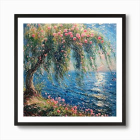 Willow Tree By The Sea Art Print