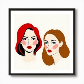 Two Women With Red Hair Art Print