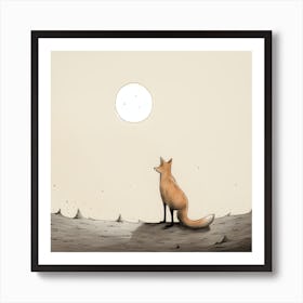 Fox and The Moon Art Print