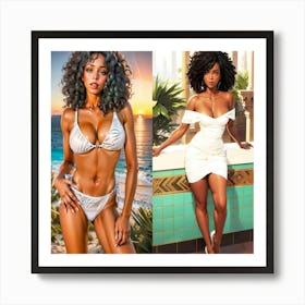 Two Women In Bikinis 20 Art Print