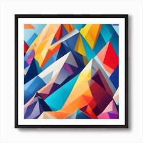 Abstract Colourful Geometric Mountains Art Print