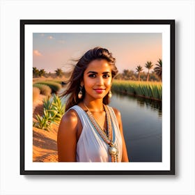 Beautiful Woman In The Desert Art Print