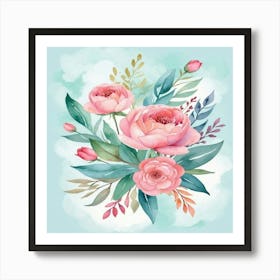 Watercolor Peonies Art Print