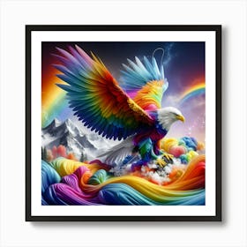 Eagle in Sky Bright Color Effect Color Painting - Wild Bird Artwork 141 Art Print