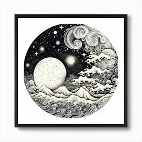 Moon And Stars 3 Art Print