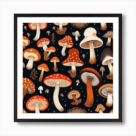 Seamless Pattern With Mushrooms 13 Poster