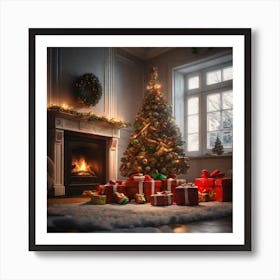 Christmas Tree In The Living Room 81 Art Print