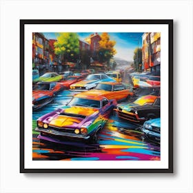 Cars In The Street Art Print