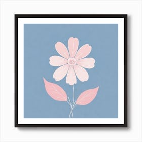 A White And Pink Flower In Minimalist Style Square Composition 317 Art Print