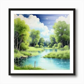 River Landscape 1 Art Print
