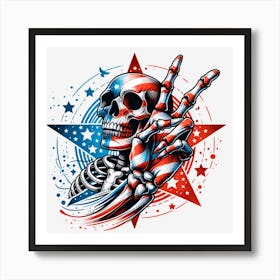 American Flag Skeleton 1 Art Print