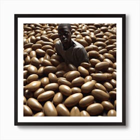 Man In A Pile Of Potatoes Art Print