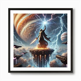 A Dramatic Sci Fi Depiction Of Jupiter’S Storms As Art Print