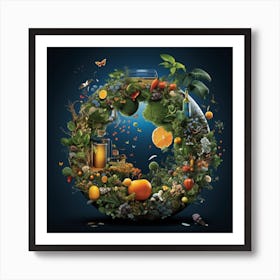 Sphere Of Fruits And Vegetables Art Print