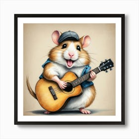 Hamster Playing Guitar 7 Art Print