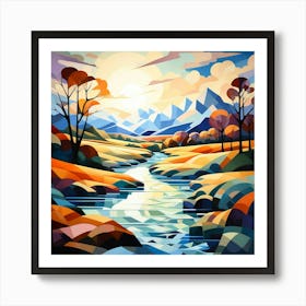 Cubism Art, Landscape 2 Art Print