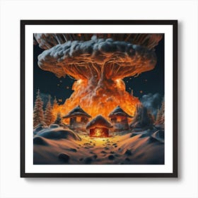 Wooden hut left behind by an atomic explosion 4 Art Print