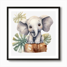 cute elephant in the forest Art Print