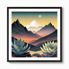 Firefly Beautiful Succulent Landscape With A Cinematic Mountain View Of A Dramatic Sunrise 43410 (3) Art Print